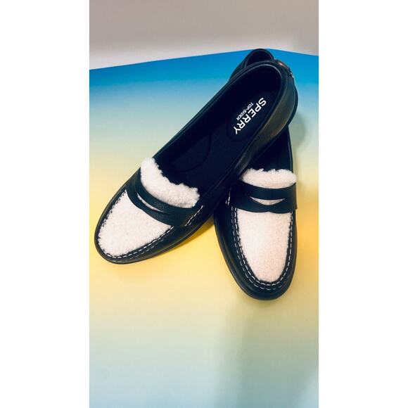 Sperry Top-Spider Chunky Penny Womens Loafers Black Flat Casual Shoes Slip On - Picture 4 of 16